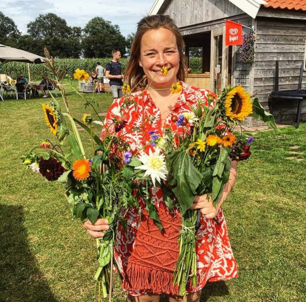 Maisdoolhof en bloemen plukken